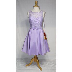 MayQueen #1422 Reverse Satin Short Hoco Dance Dress-Size 8-LILAC-NEW W/Tags